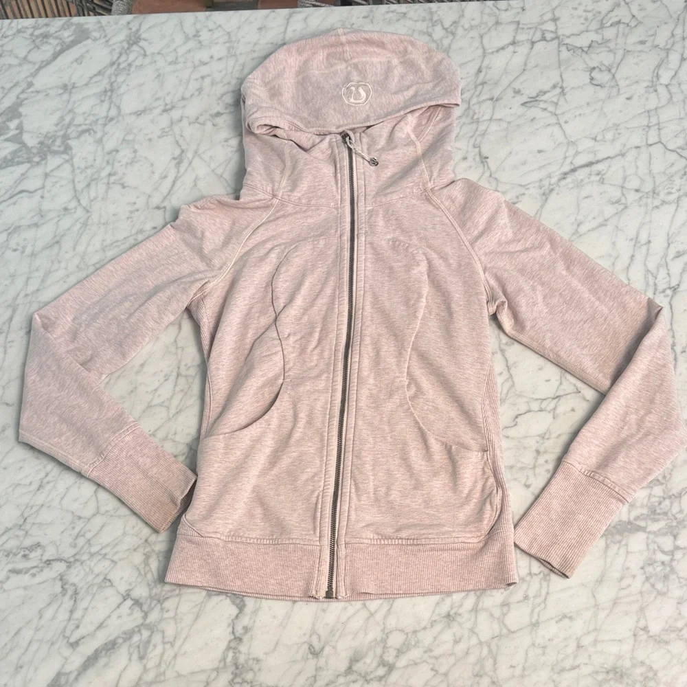 Lululemon Scuba Hoodie Full Zip Heathered Butter Pink Sz 4 - Picture 5 of 11